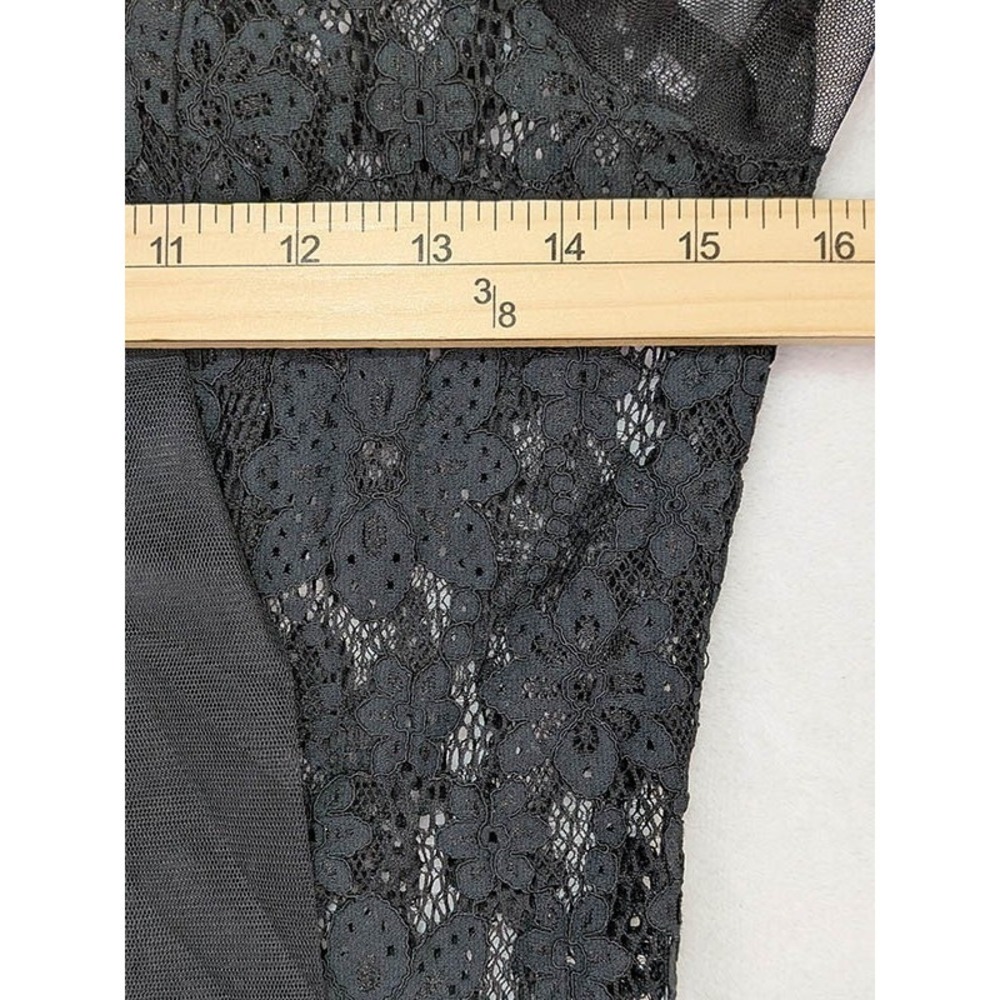 Lace Sheer Top Womens M Black Coquette Whimsigoth Fairy Lolita Goth Steampunk - Picture 8 of 12
